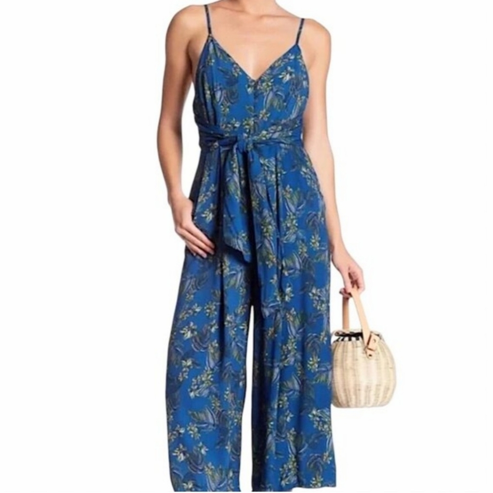 Free People‎ Jumpsuit Blue Floral Cropped Sleeveless
